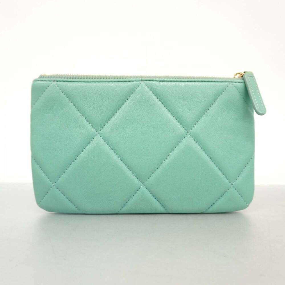 CHANEL Authentic Blue Lambskin Leather Wallet - Picture 10 of 11